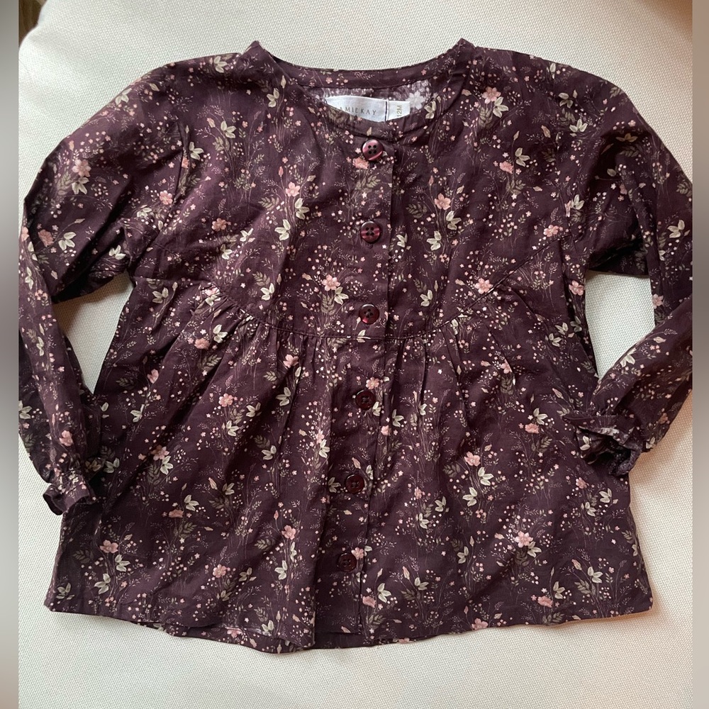 Jamie Kay Floral Blouse - Dark Purple and Pink